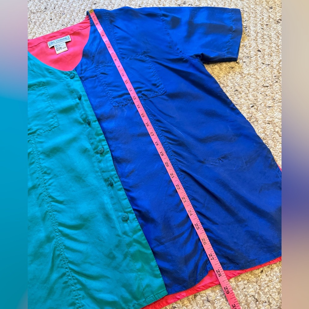 *3 for $9* Vintage Silk Colorblock Blouse - Picture 8 of 14